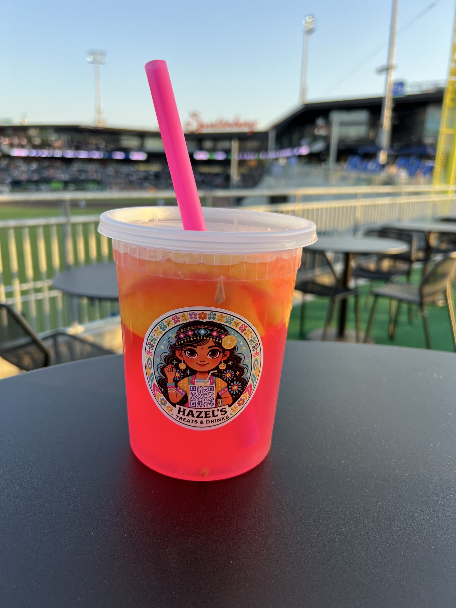 Vibrant drinks at a stadium event